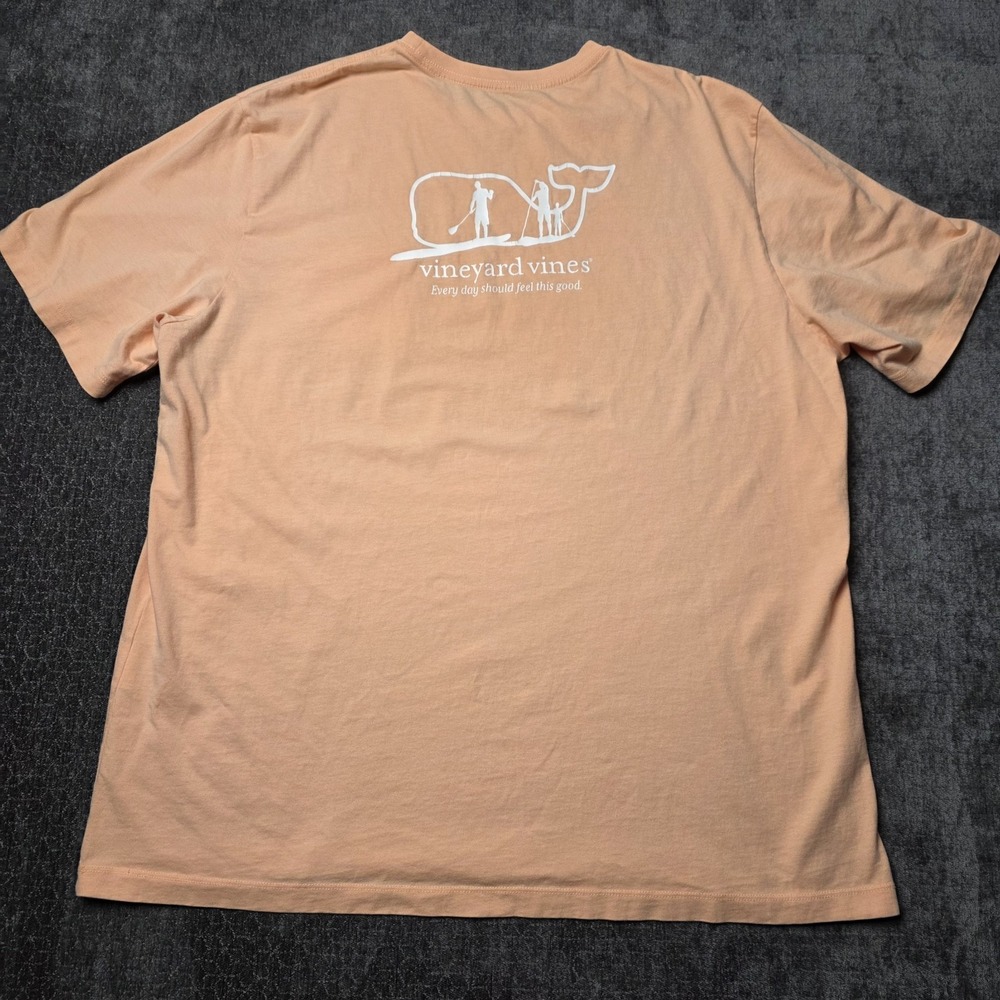 Vineyard Vines Pocket T Shirt Mens XL Peach Orange Paddleboard Double Sided Prep